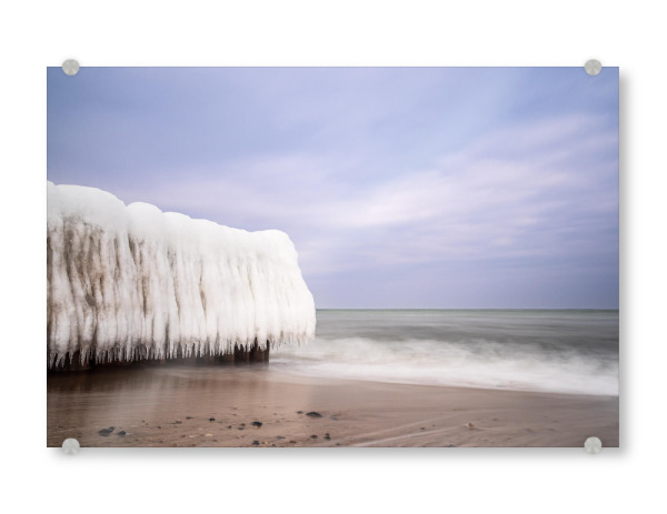Acrylglasbild "Strand, Buhne, Eis und Meer" artboxONE - Natur,Reise,Reise / Strand und Meer