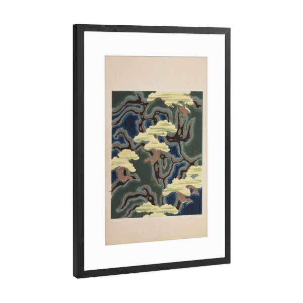 Poster mit Rahmen Schwarz (Metallic) "Kamisaka Sekka - Japanese Forest" artboxONE - Natur,Floral