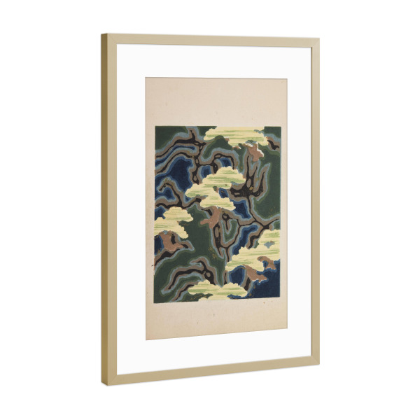 Poster mit Rahmen Gold "Kamisaka Sekka - Japanese Forest" artboxONE - Natur,Floral