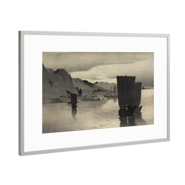 Poster mit Rahmen Silber "Schiffe vor der Küste - Koson" artboxONE - Natur,Reise - Koson ohara,Reise,Natur,Schiffe,Japan,Meer