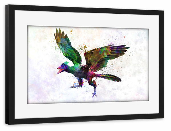 Poster mit Rahmen schwarz "Archaeopteryx in watercolor" artboxONE - Tiere,Abstrakt