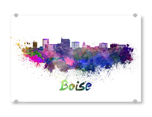 Acrylglasbild "BOISE skyline in watercolor" artboxONE - Städte,Reise,Abstrakt,Architektur