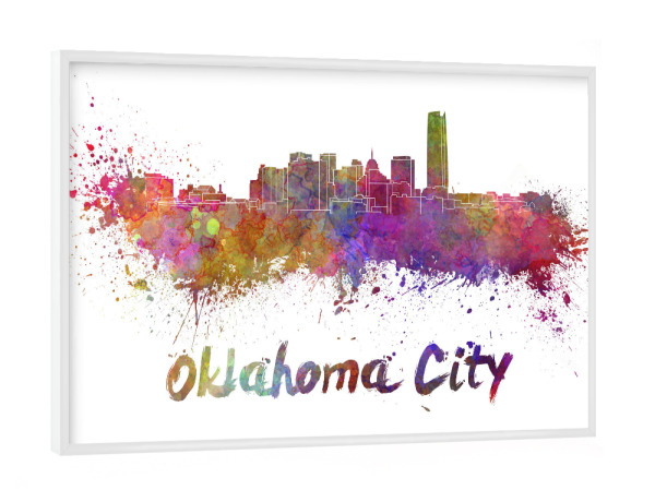 Poster mit weißem Rahmen "OKLAHOMA CITY skyline in" artboxONE - Städte,Abstrakt,Architektur