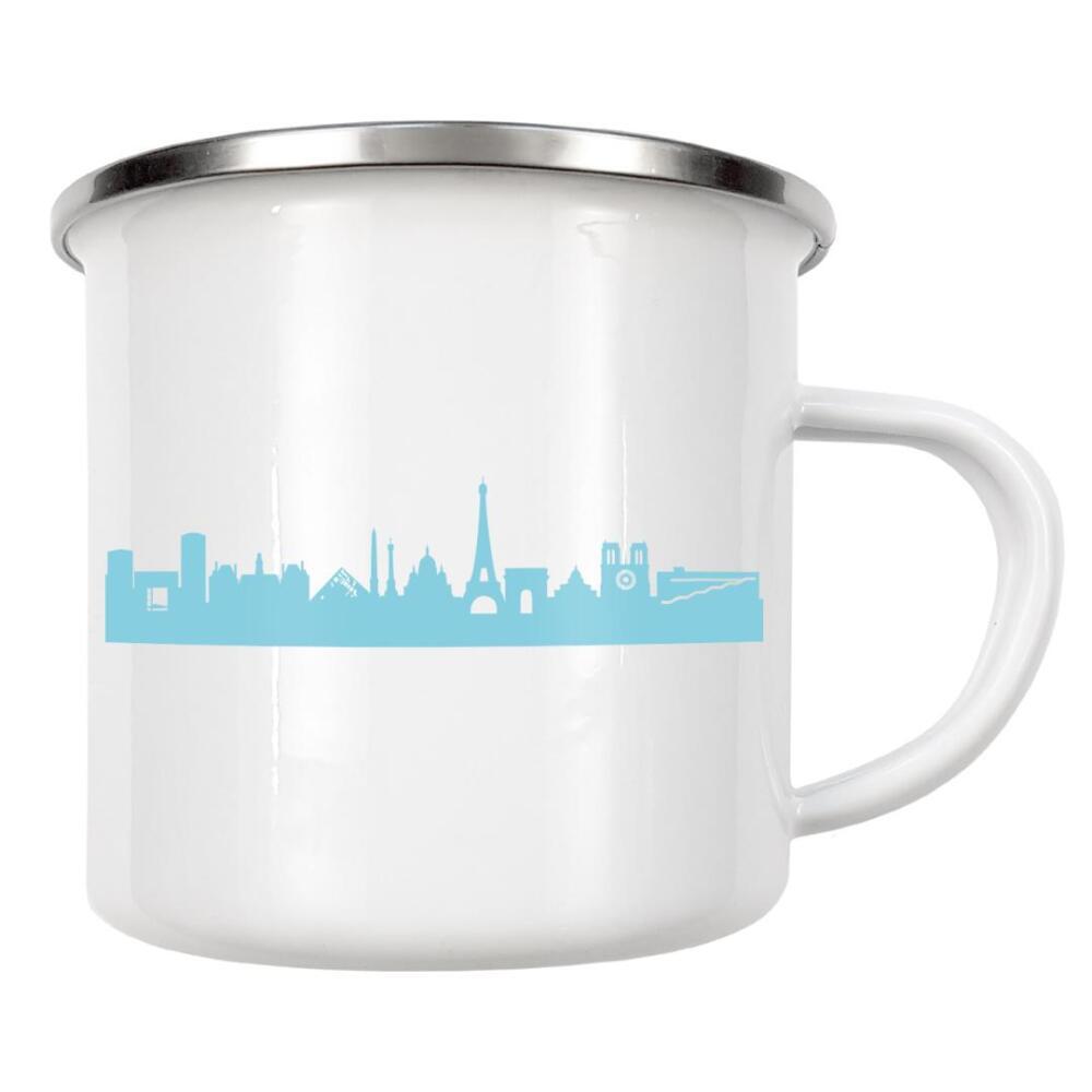 Emaille Tasse "PARIS 08 Skyline Pastel-Blue Print monochrome" artboxONE - Städte,Abstrakt,Architektur,Städte / Paris