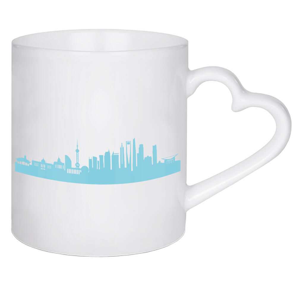 Herztasse "SHANGHAI 08 Skyline Pastel-Blue Print monochrome" artboxONE - Städte,Abstrakt,Architektur,Städte / Shanghai