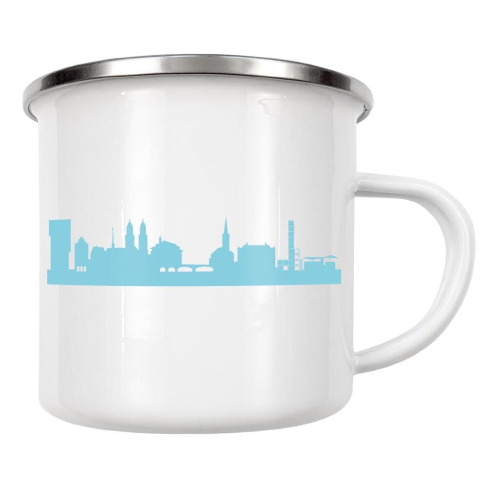 Emaille Tasse "ZÜRICH 08 Skyline Pastel-Blue Print monochrome" artboxONE - Abstrakt,Architektur,Städte / Zürich