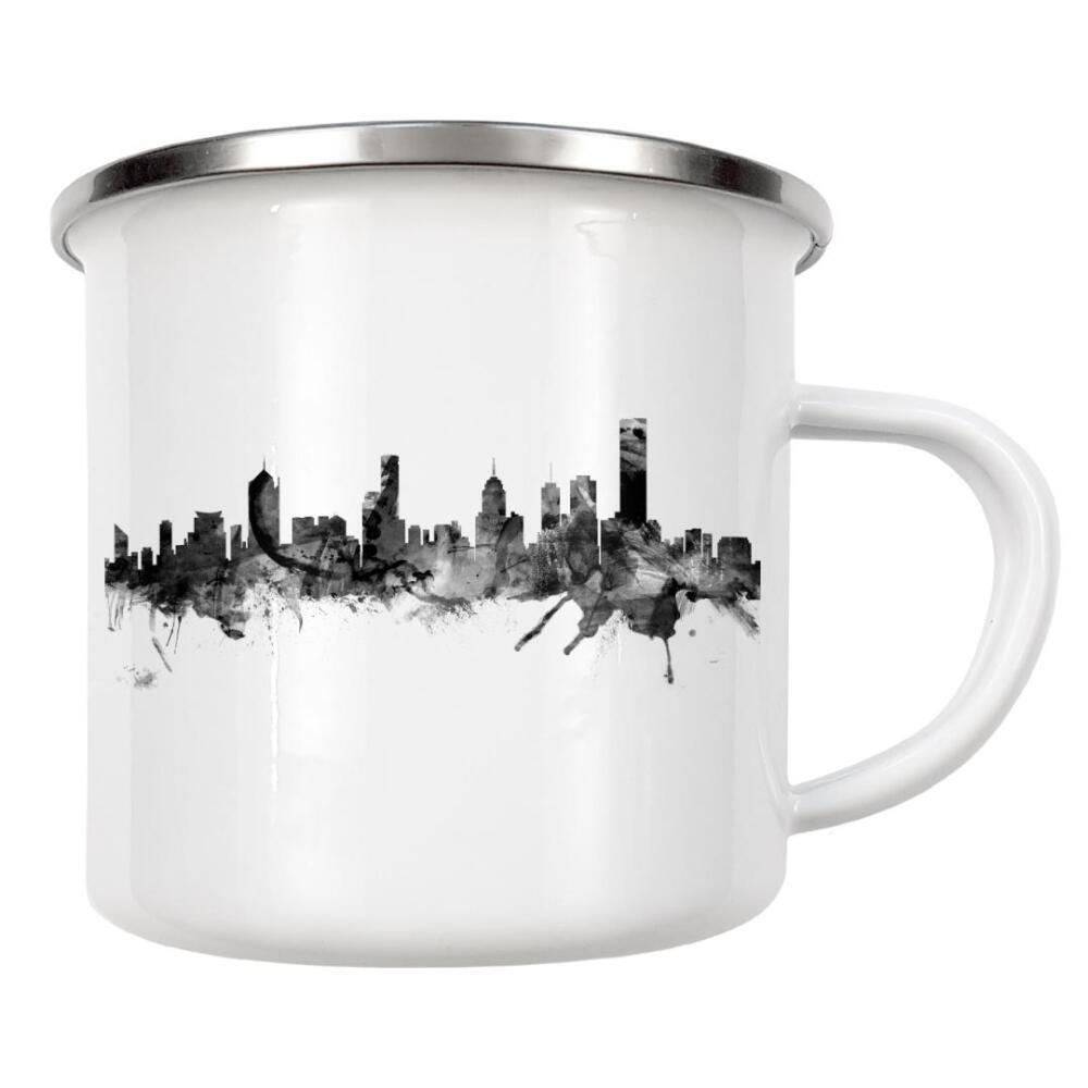 Emaille Tasse "Melbourne" artboxONE - Städte,Reise,Schwarzweiß,Architektur