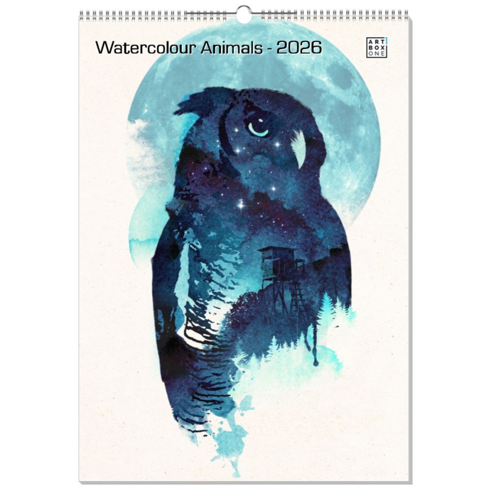 artboxONE Wandkalender A2 2026 Watercolour Animals Tiere
