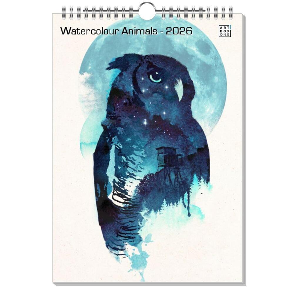 artboxONE Wandkalender A4 2026 Watercolour Animals Tiere