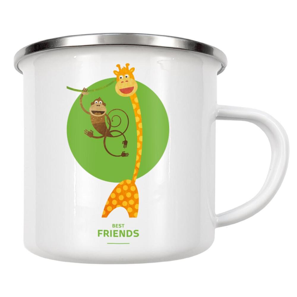Emaille Tasse "Beste Freunde II" artboxONE - Für Kinder - Affe,Giraffe,Kreis,Bff beste freunde,Liane,Dschungelbuch