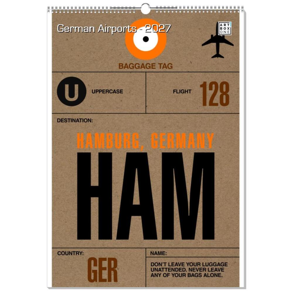 artboxONE Wandkalender A2 2026 German Airports Flughäfen