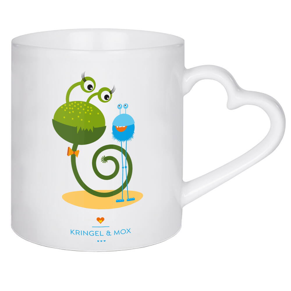 Herztasse "Kringel und Mox" artboxONE - Für Kinder - Monster,Freundschaft,Freunde,Friends,Kinderzimmer