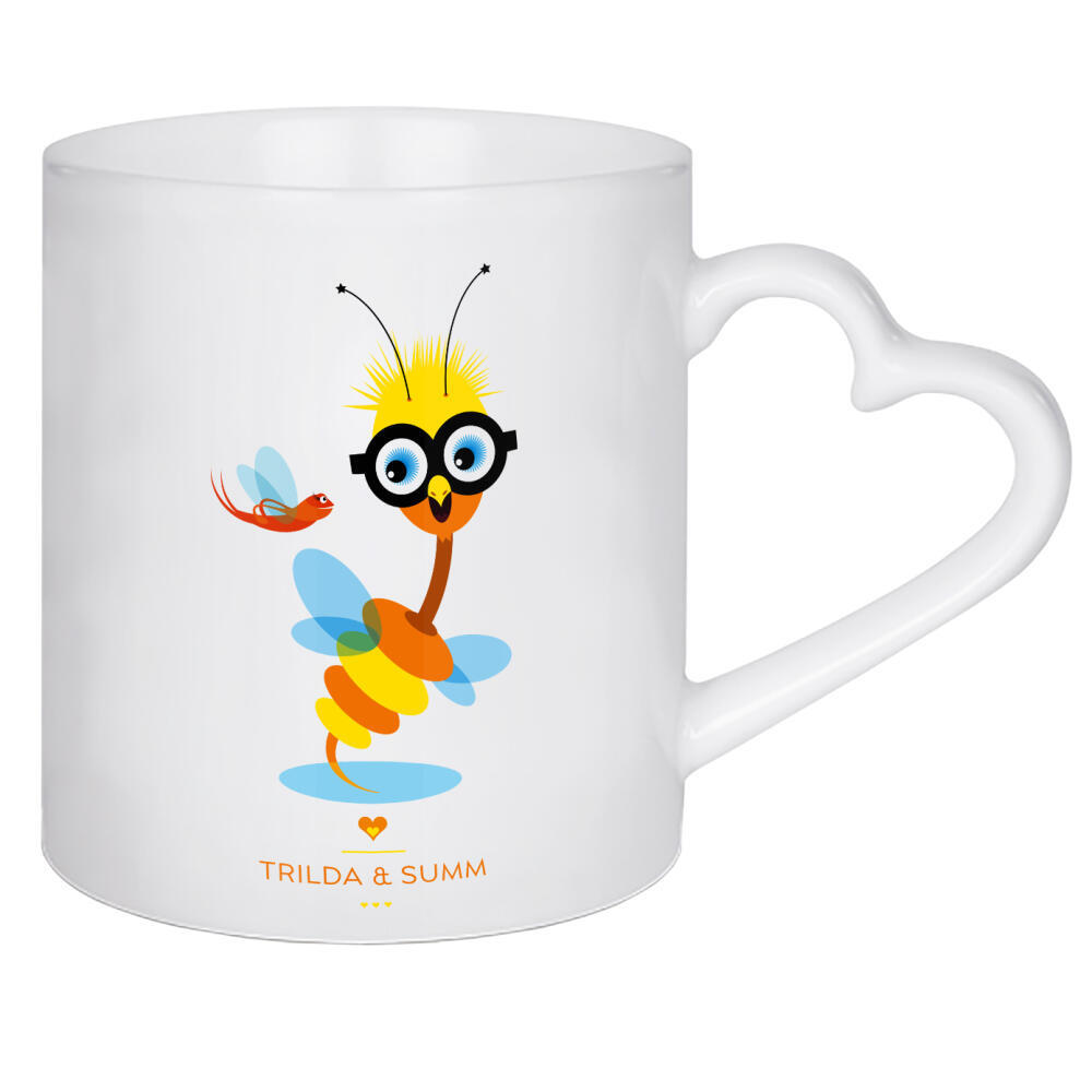 Herztasse "Trilda und Summ" artboxONE - Für Kinder - Monster,Freundschaft,Freunde,Friends,Kinderzimmer,Biene,Für kinder