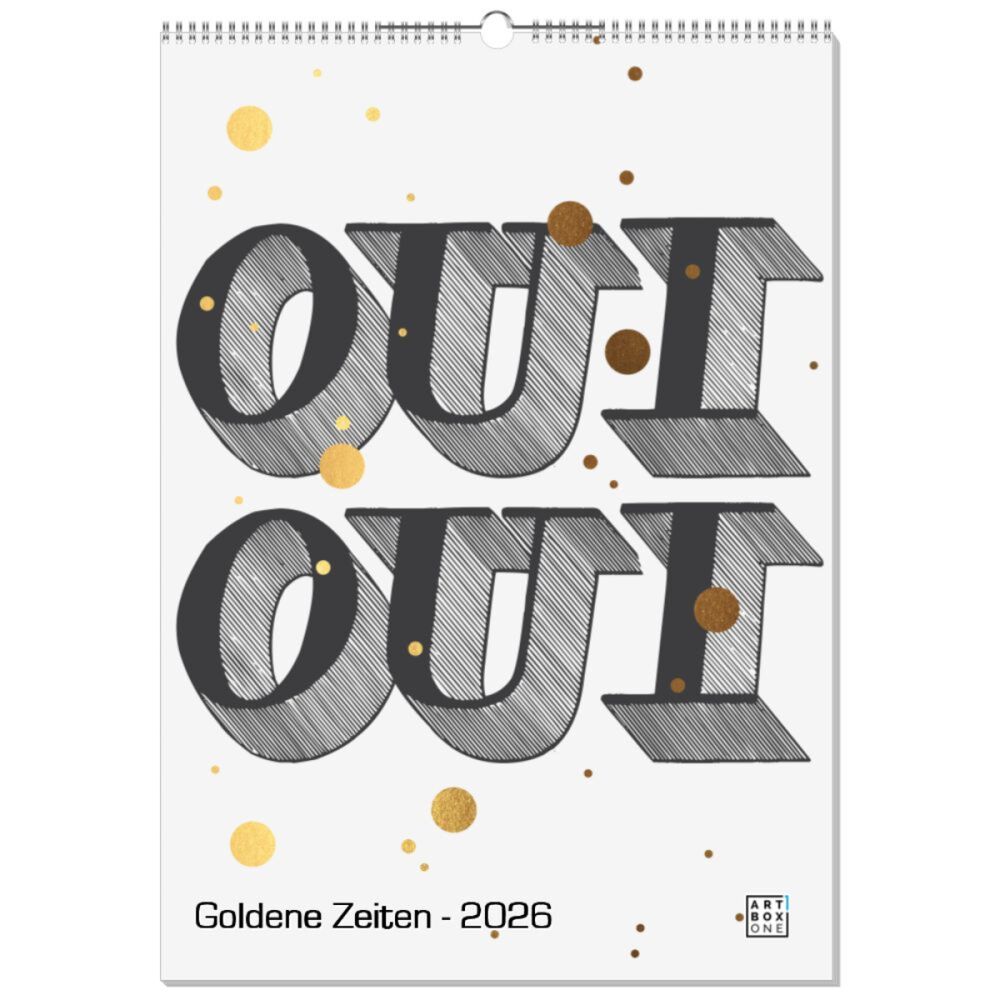 artboxONE Wandkalender A2 2026 Goldene Zeiten Typografie