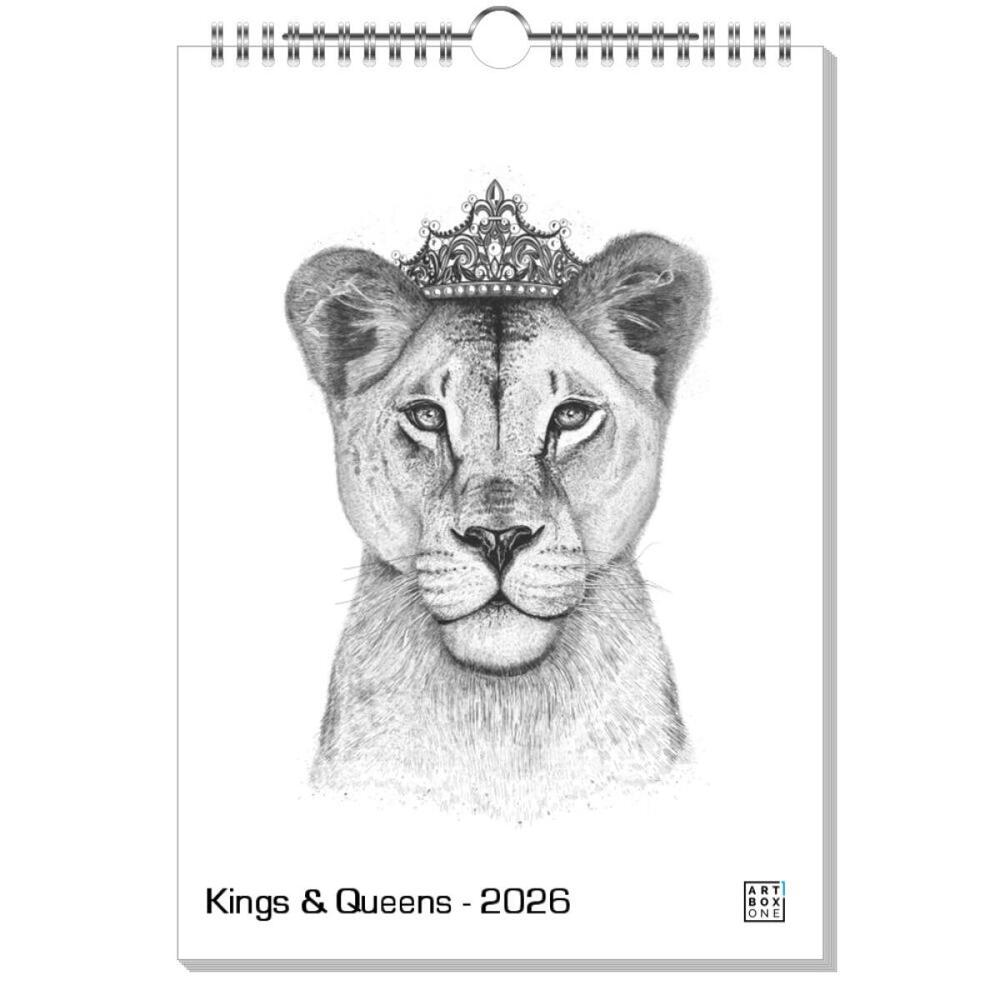 artboxONE Wandkalender A4 2025 Kings & Queens Tiere