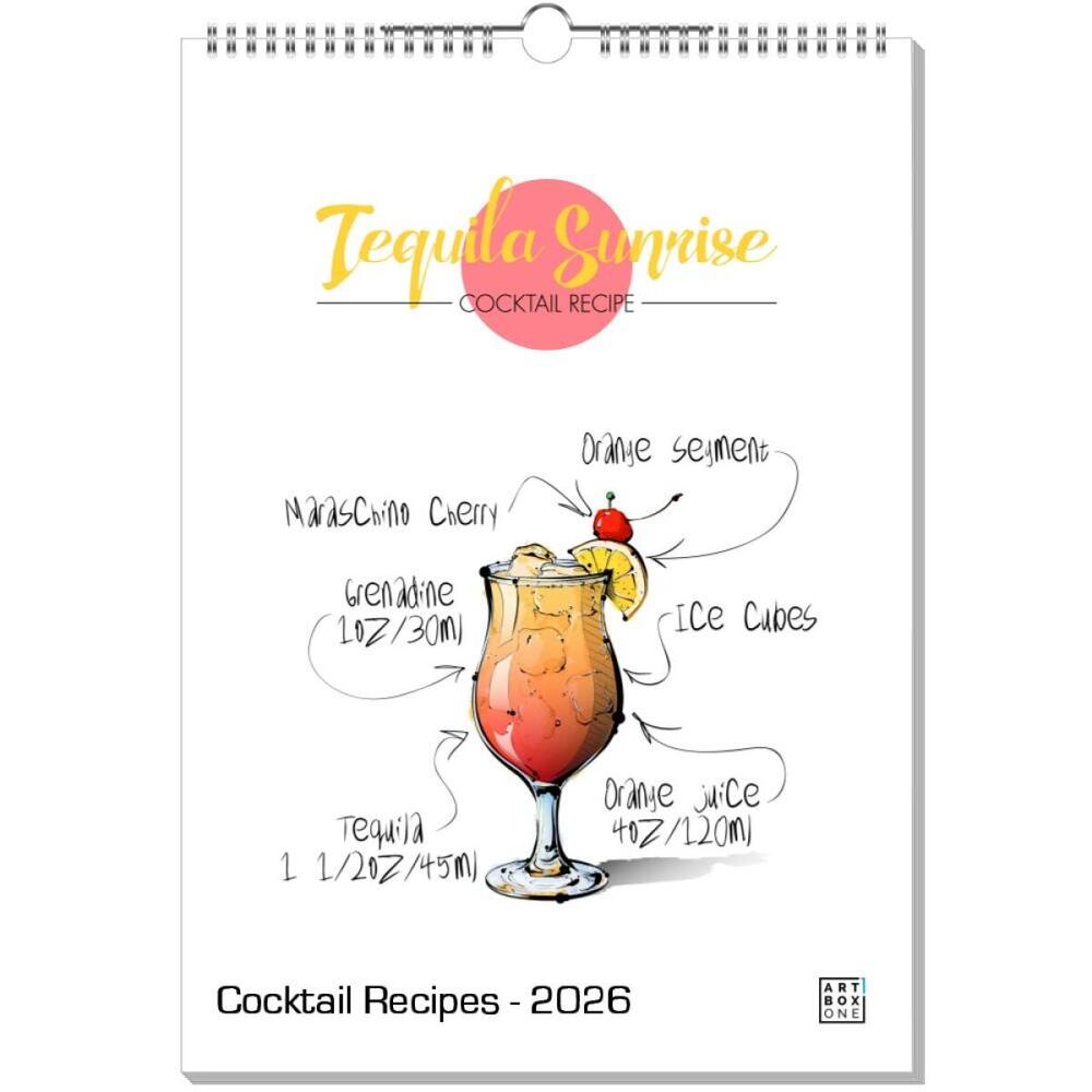 artboxONE Wandkalender A3 2025 Cocktail Recipes Cocktails