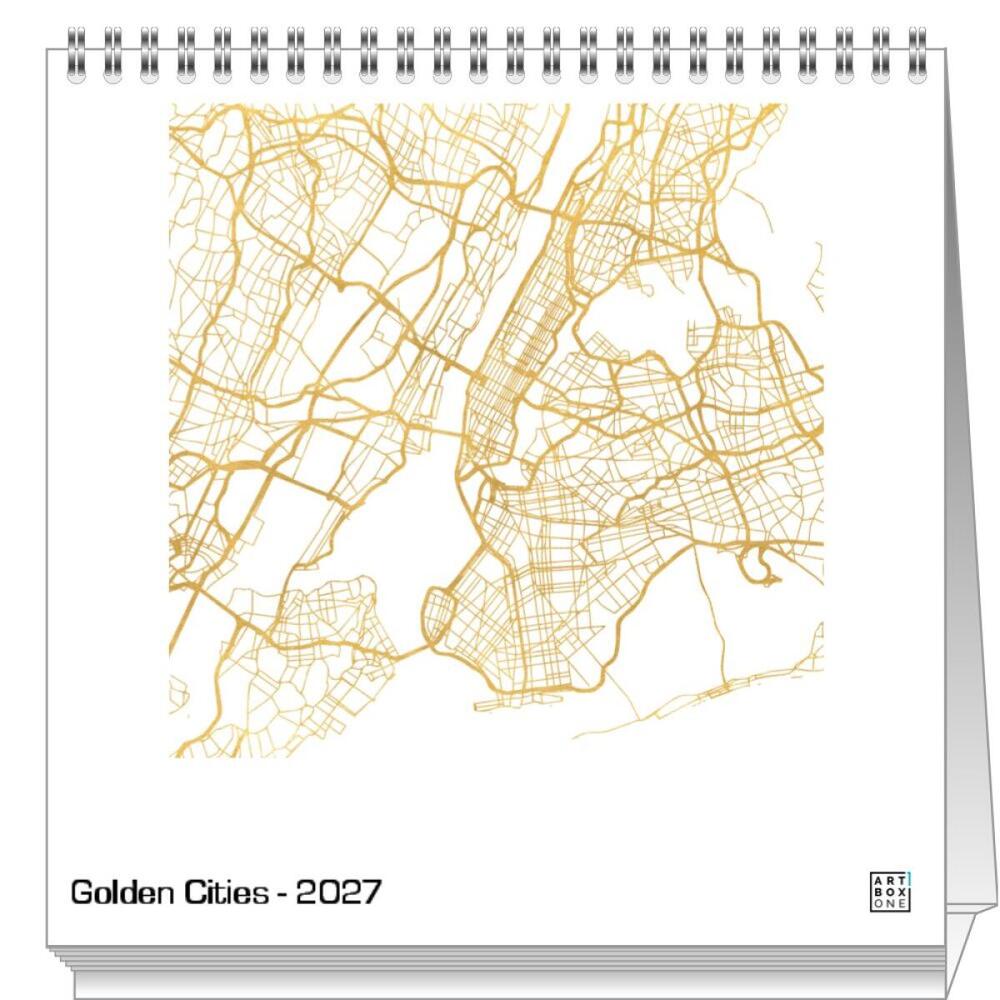 artboxONE Mini-Tischkalender 2024 Golden Cities Tischkalender Klein 2025 Städte