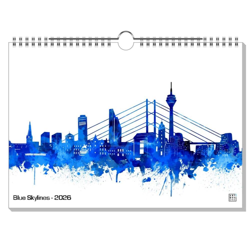 artboxONE Wandkalender A4 2025 Blue Skylines Städte