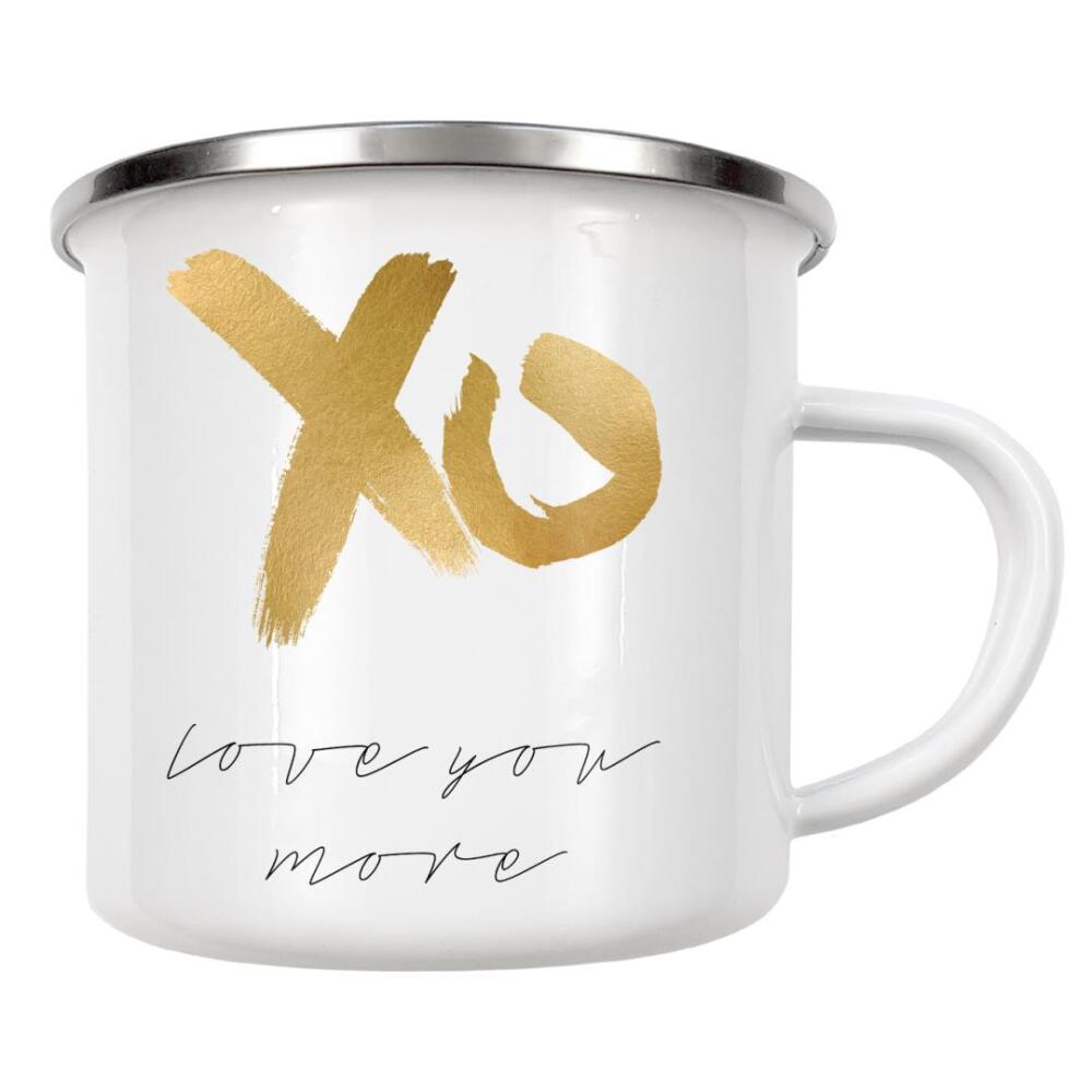 Emaille Tasse "Love You More 2" artboxONE - Typografie,Liebe