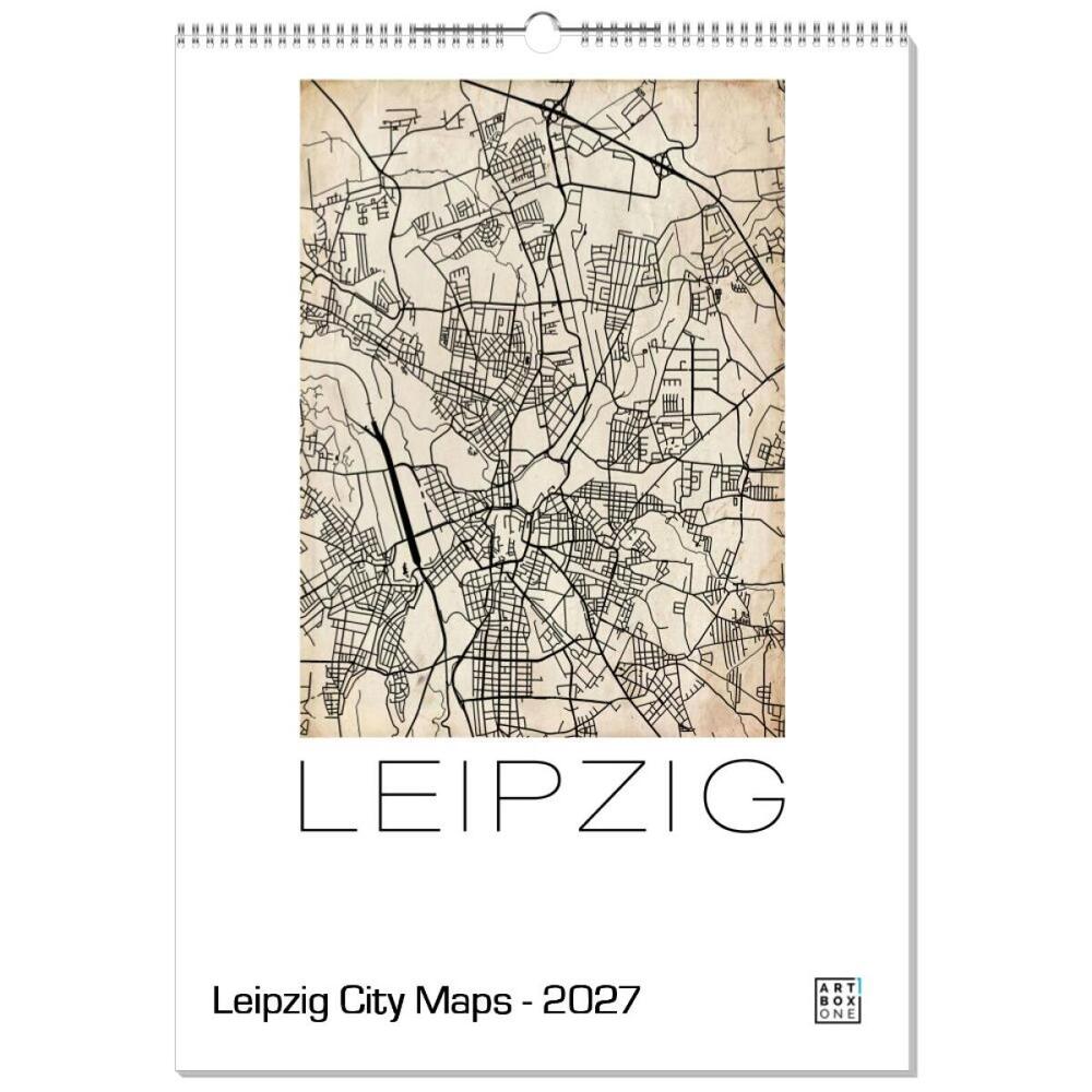 artboxONE Wandkalender A2 2026 Leipzig City Maps Leipzig