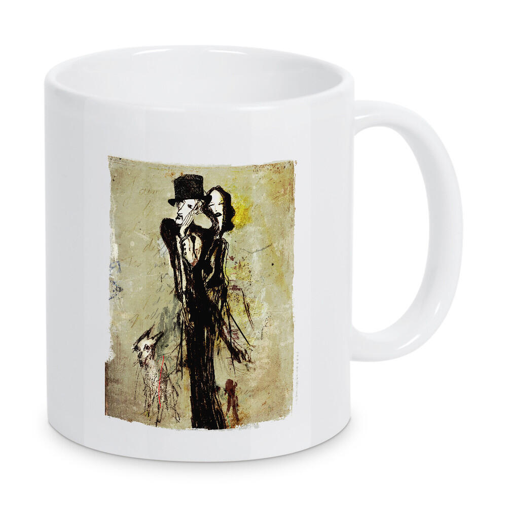 Tasse "Le temps des poètes" artboxONE - Fashion - Fashion,Illustration,Koople,Dog,Paar,Hund,Tier artwork,Drawing,Typography,Mixed,Media