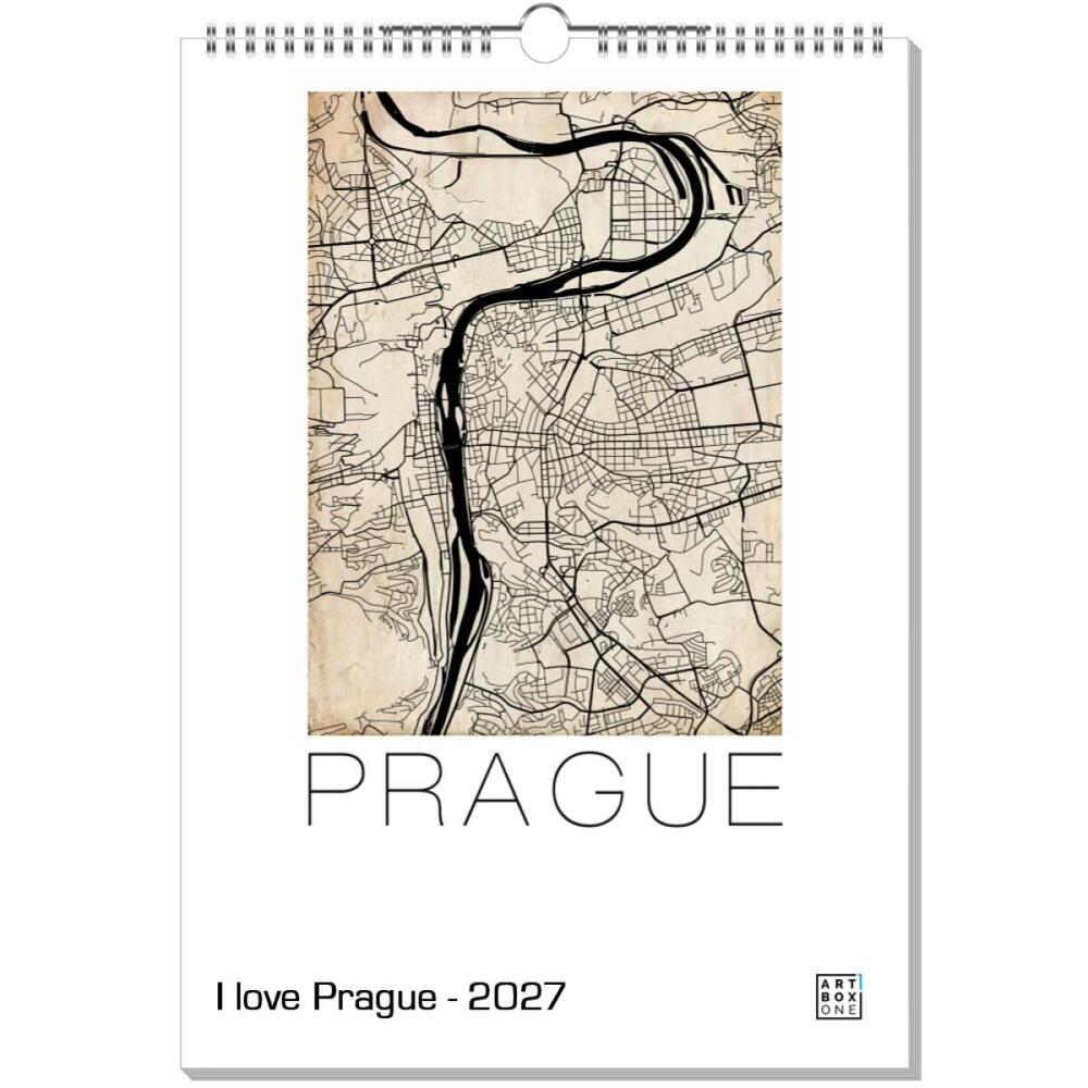 artboxONE Wandkalender A3 2026 I love Prague Prag