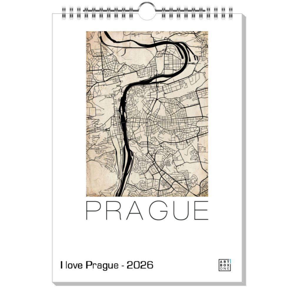 artboxONE Wandkalender A4 2025 I love Prague Prag