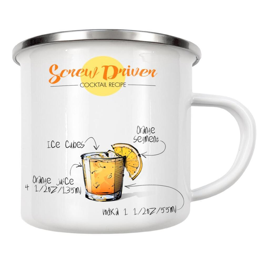 Emaille Tasse "Cocktail Screw Driver" artboxONE - Essen & Trinken,Essen & Trinken / Alkohol,Festivals