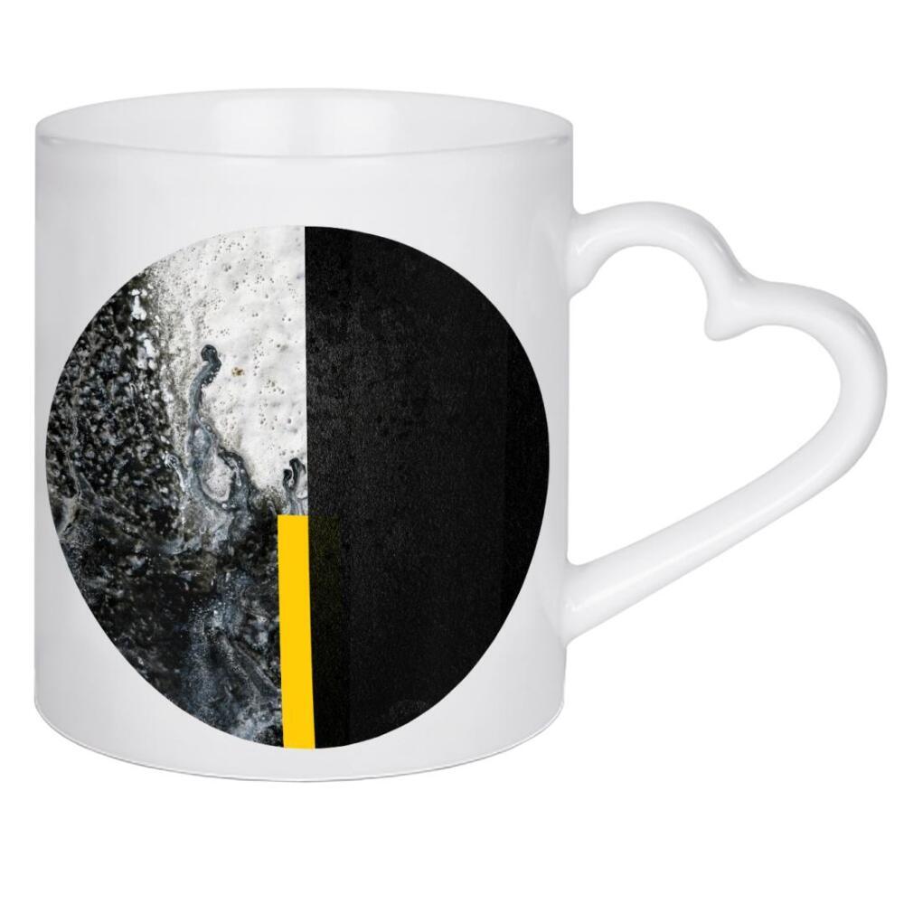Herztasse "Black and Yellow Minimalist" artboxONE - Abstrakt,Schwarzweiß,Geometrie
