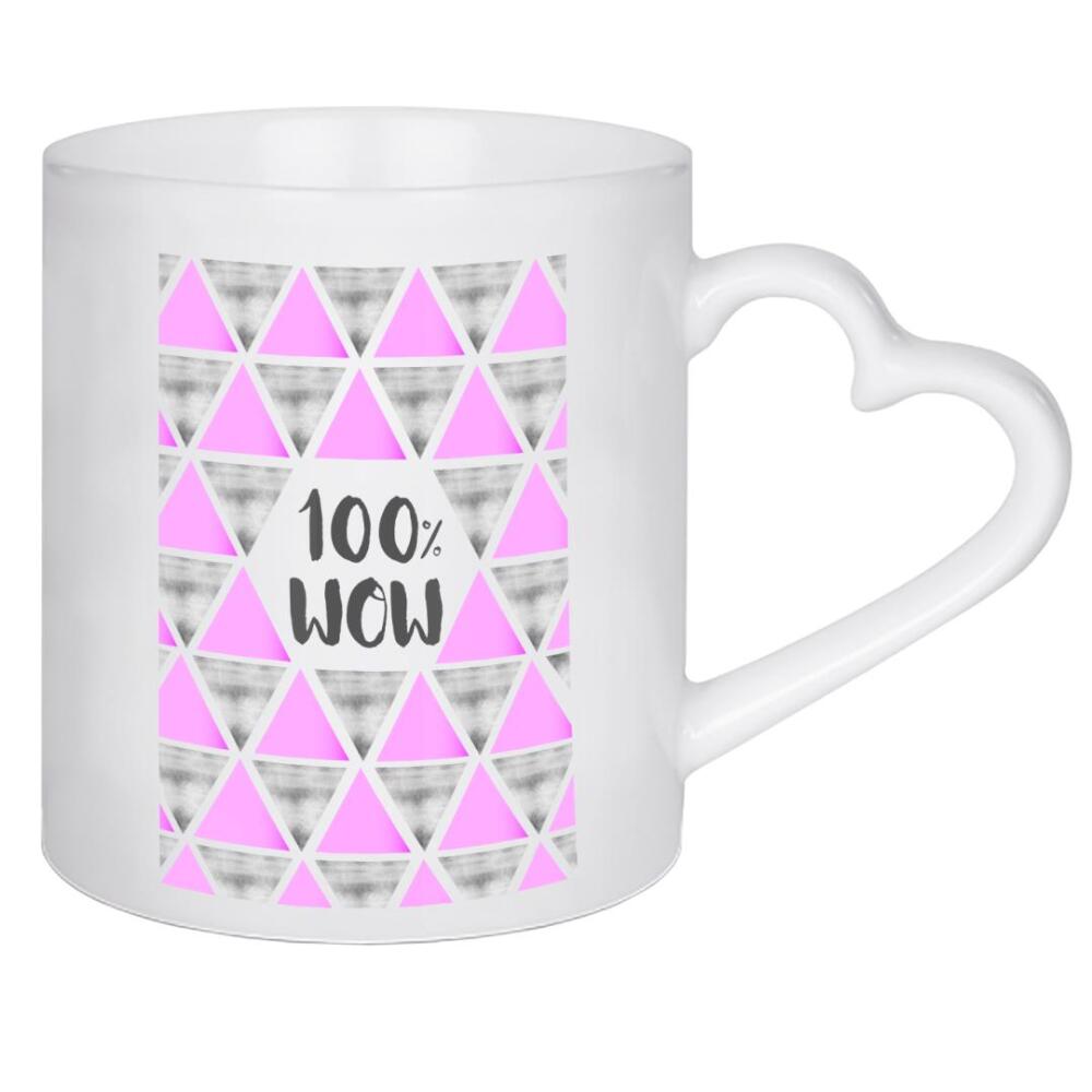Herztasse "100% WOW MOM" artboxONE - Typografie,Liebe - Muttertag,Mutter,Mama,Liebe,Beste,Liebeserklärung,Liebe,Beste mutter