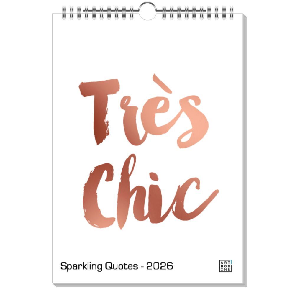 artboxONE Wandkalender A4 2026 Sparkling Quotes Rosegold