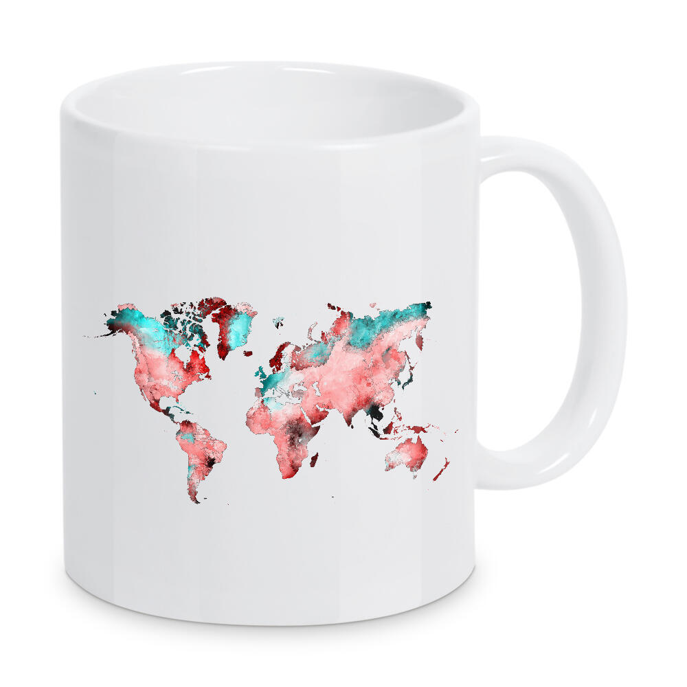 Tasse "World map 78 red blue" artboxONE - Reise,Reise / Länder,Kartografie