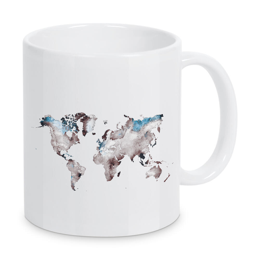 Tasse "World map 79 white blue" artboxONE - Reise,Reise / Länder,Kartografie - Weltkarte,Welt,Karte