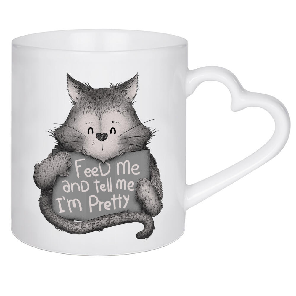 Herztasse "Feed Me And Tell Me I'm Pretty Cat" artboxONE - Tiere