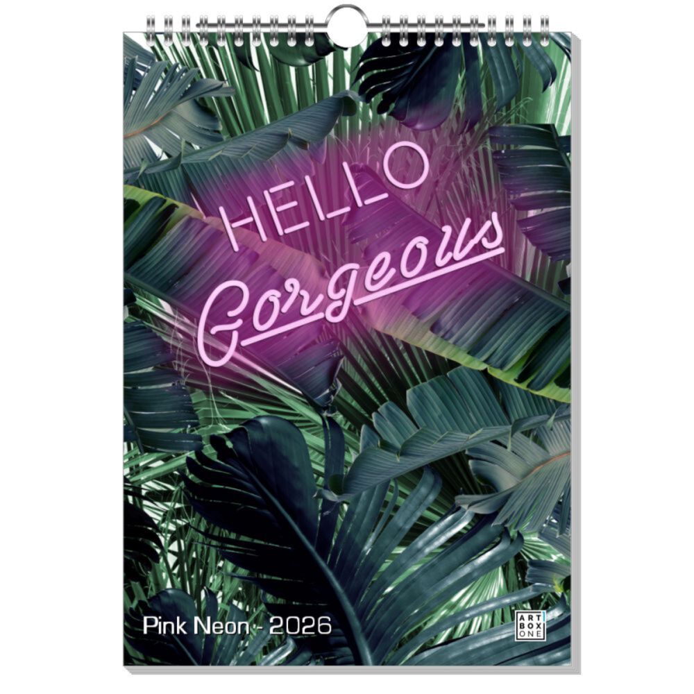 artboxONE Wandkalender A4 2026 Pink Neon Neon