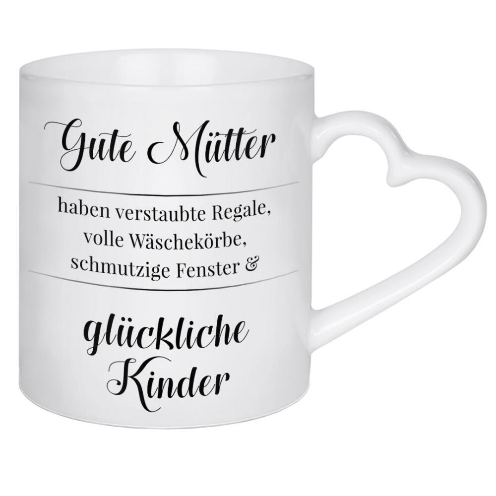 Herztasse "Gute Mütter" artboxONE - Typografie,Schwarzweiß - Mutter,Mütter,Glücklich,Kinder