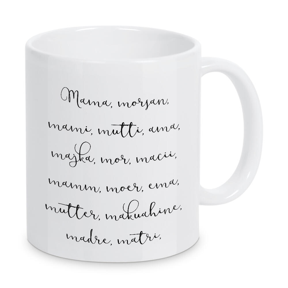 Tasse "Thousand words for her" artboxONE - Typografie,Schwarzweiß - Mama,Mutti,Muttertag,Liebe,Familie,Geschenk,Mutter,Liebe