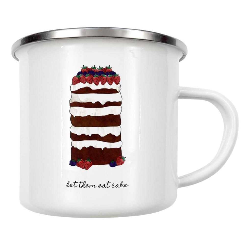 Emaille Tasse "Let Them Eat Cake" artboxONE - Typografie,Essen & Trinken