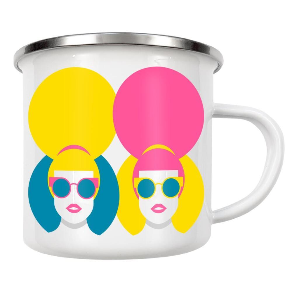 Emaille Tasse "Glam Girls" artboxONE - Fashion - Woman,Lady,Style,Fashion,Pop art,Sunglasses,Hairdo,Sonnenbrillen,Frau,Stylish