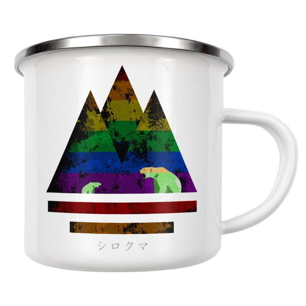 Emaille Tasse "Shirokuma" artboxONE - Natur,Tiere,Geometrie - Shirokuma,Polar,Animal,Bear,Japan,Japanese,Eisbär,Nordpol,Berge,Geometrie