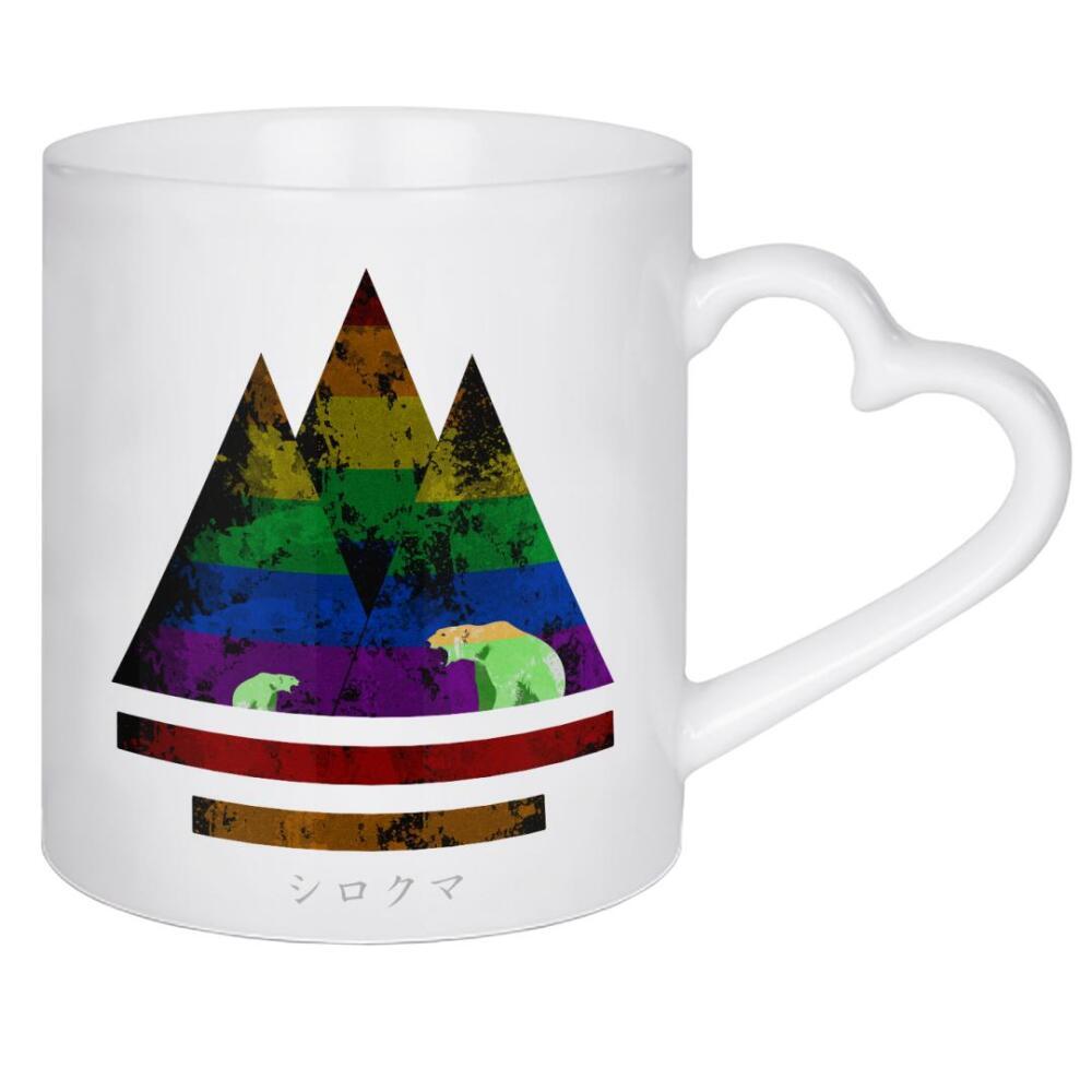 Herztasse "Shirokuma" artboxONE - Natur,Tiere,Geometrie - Shirokuma,Polar,Animal,Bear,Japan,Japanese,Eisbär,Nordpol,Berge,Geometrie