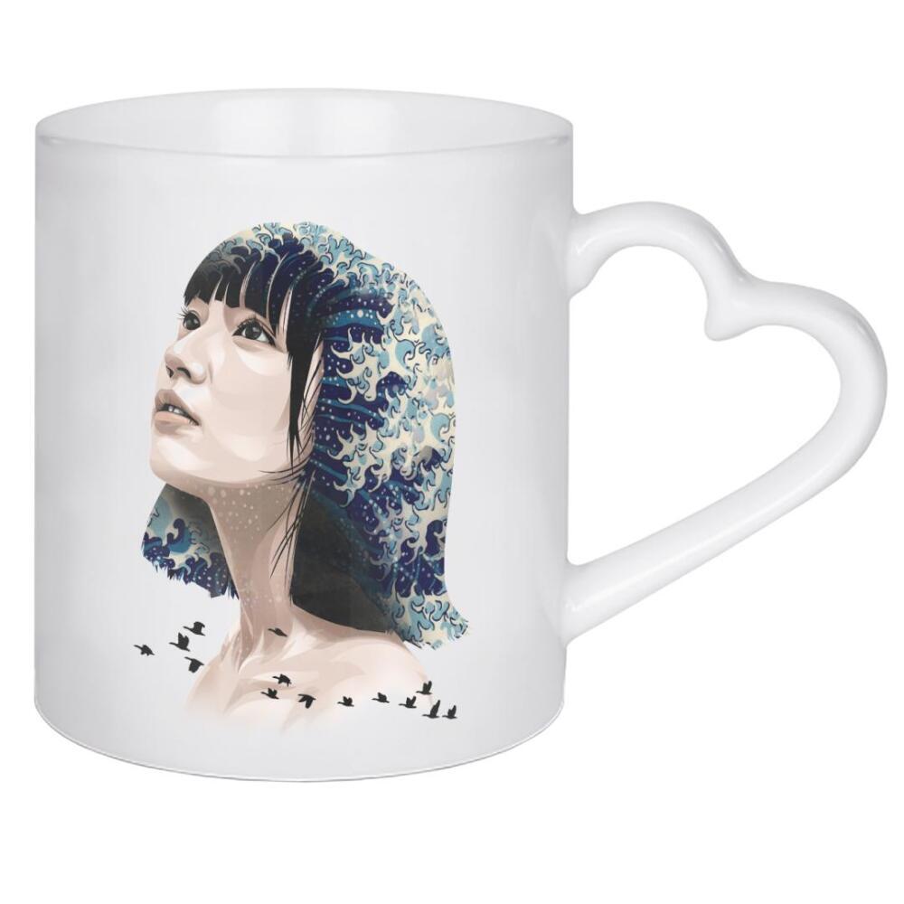 Herztasse "Tears from Kanagawa" artboxONE - Menschen,Schwarzweiß,Streetart