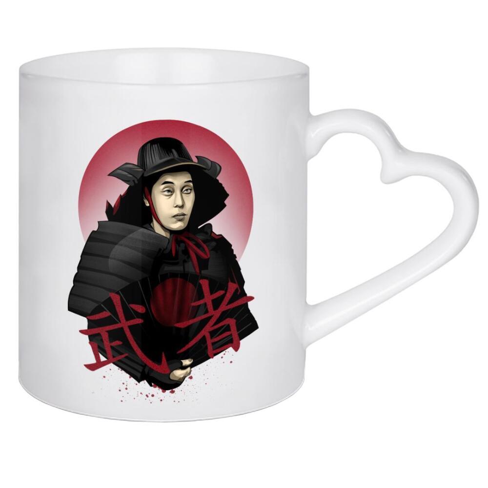 Herztasse "Musha" artboxONE - Film,Menschen - Samurai,Japan,Vector,Ninja,Japanese,Illustration,Krieger,Japanisch,Schriftzug