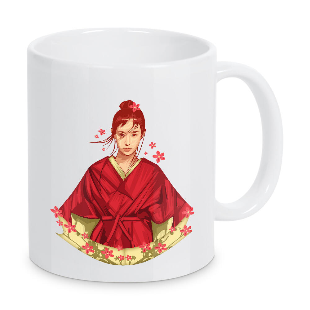 Tasse "Soul of sakura" artboxONE - Menschen,Fiktion - Soul,Japan,Illustration,Japanese,Portrait,Blumen,Blüten,Floral,Japanisch