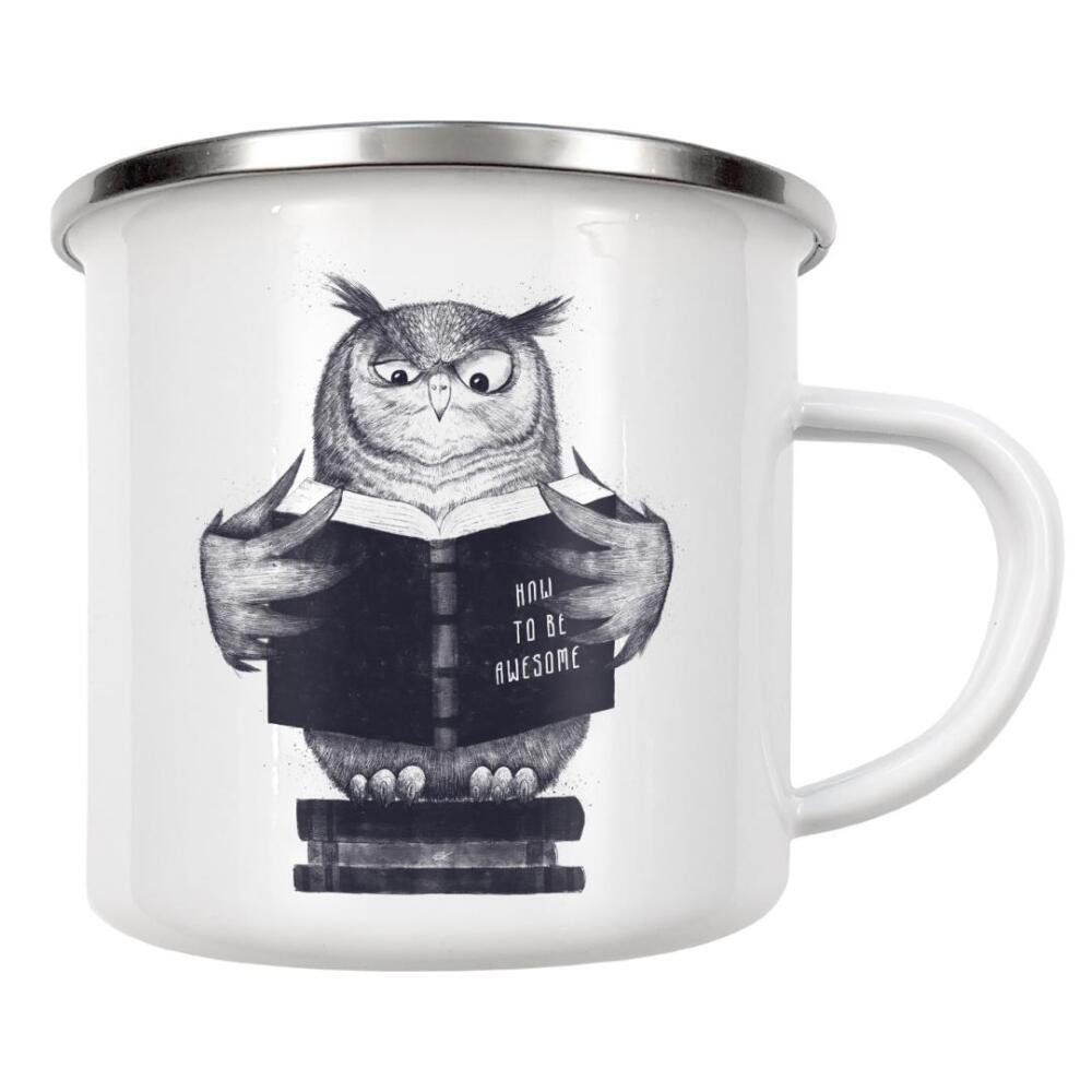 Emaille Tasse "Wisdom owl" artboxONE - Natur,Tiere,Schwarzweiß