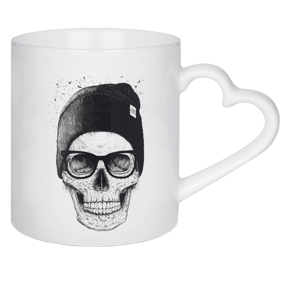 Herztasse "Black skull in a hat" artboxONE - Menschen,Schwarzweiß,Streetart
