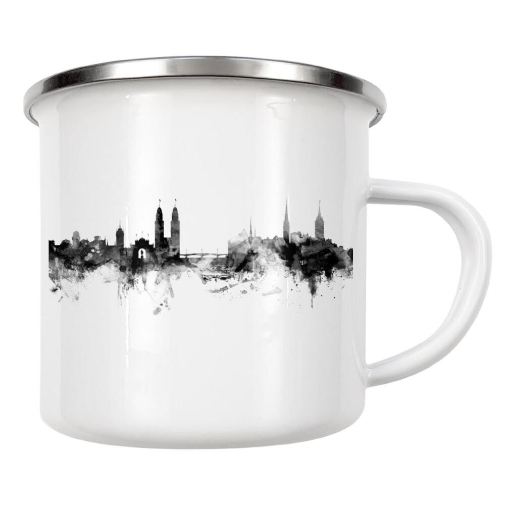 Emaille Tasse "Zurich Switzerland Skyline" artboxONE - Reise,Schwarzweiß,Städte / Zürich