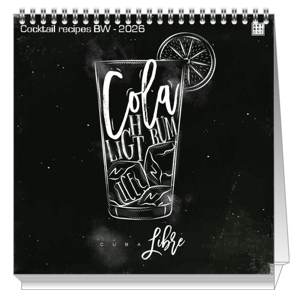 artboxONE Tischkalender 2026 Cocktail recipes BW Tischkalender Groß 2026 Essen & Trinken / Alkohol