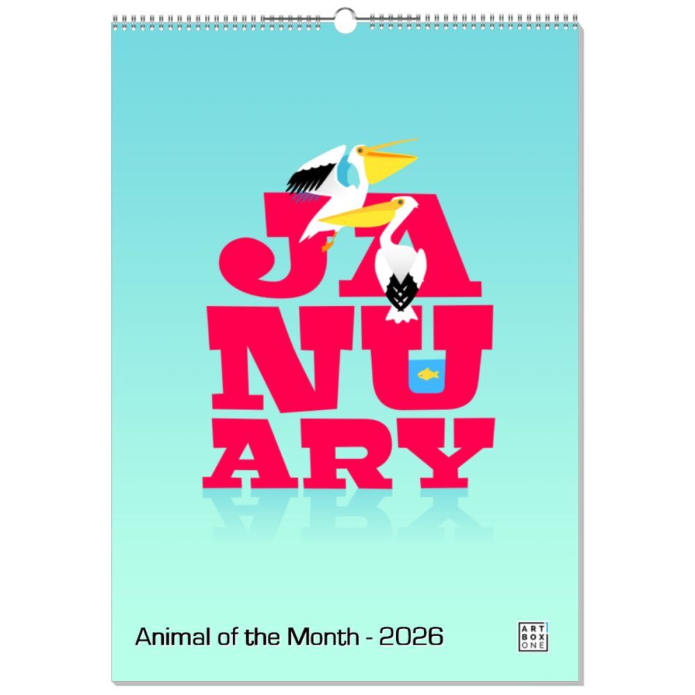 artboxONE Wandkalender A2 2026 Animal of the Month Tiere