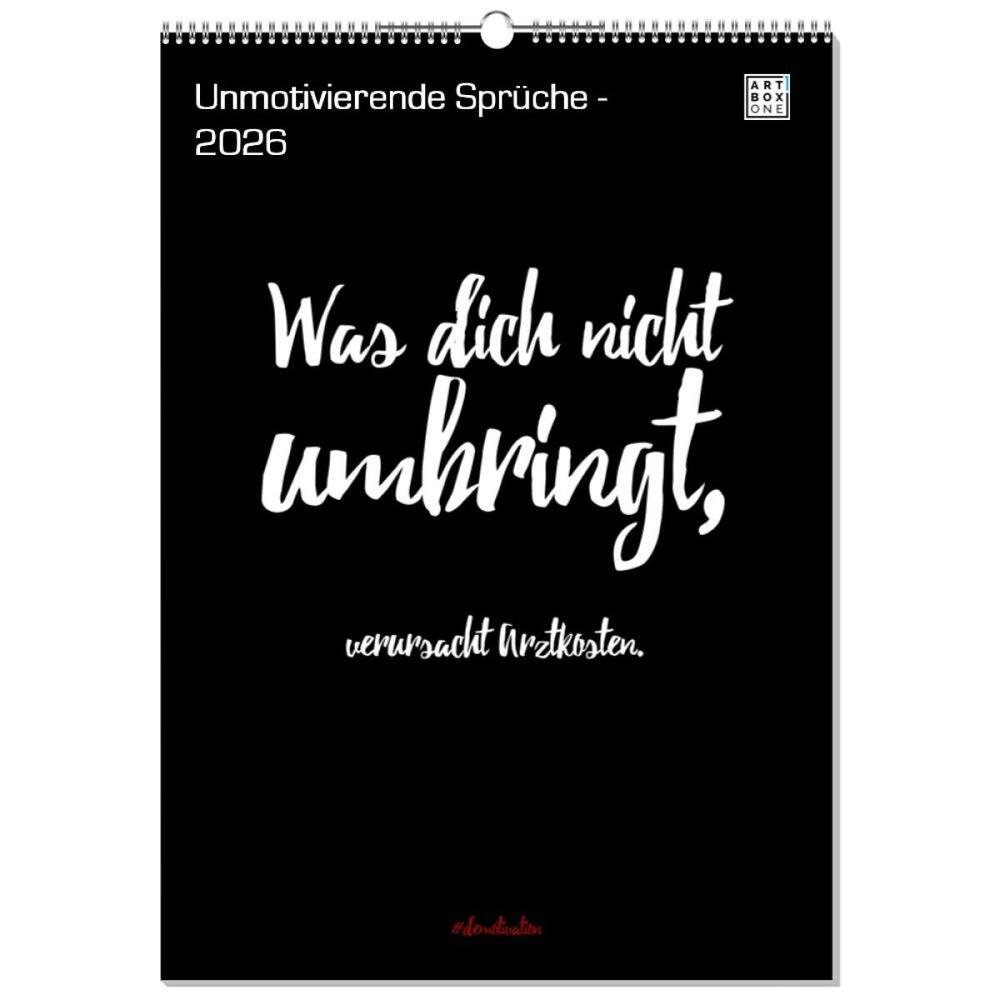 artboxONE Wandkalender A2 2026 Unmotivierende Sprüche Demotivation